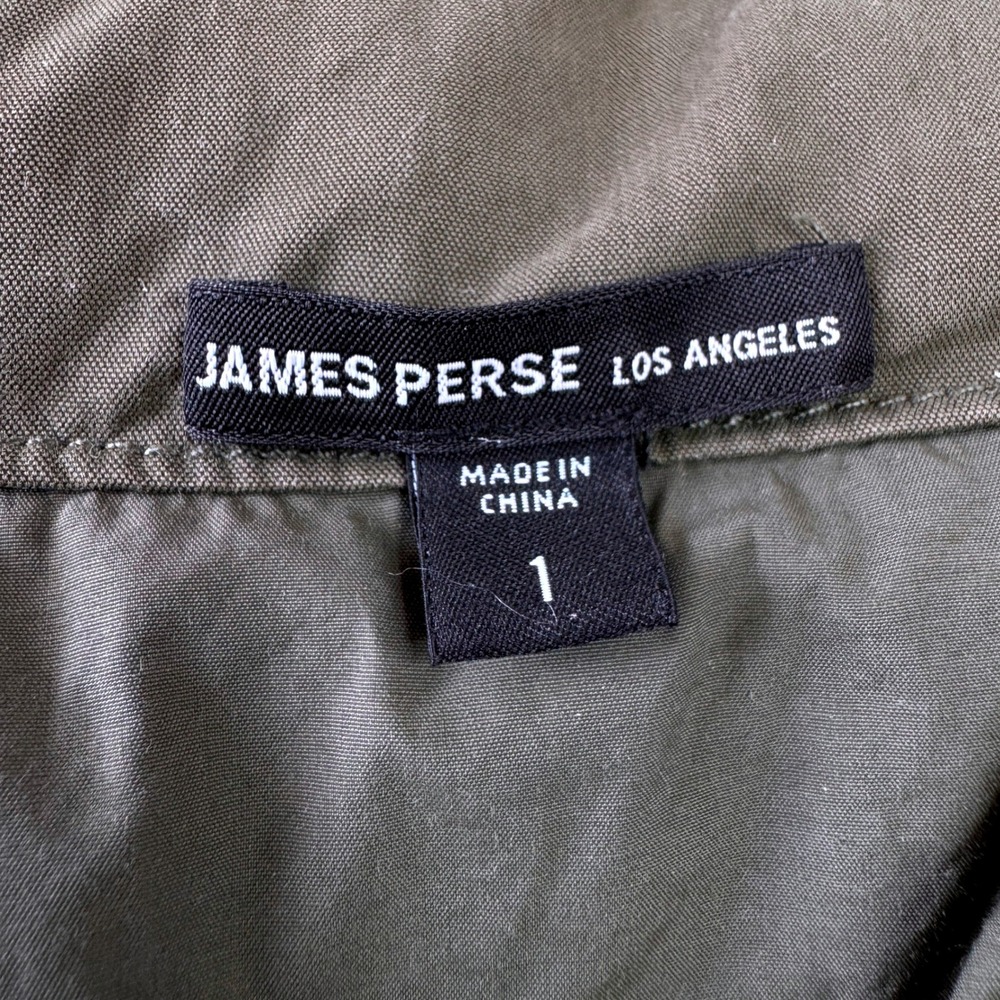 JAMES PERSE Field Jacket SM Pockets Full Zip Hood Olive‎ Green Utility Outdoor - Picture 2 of 11
